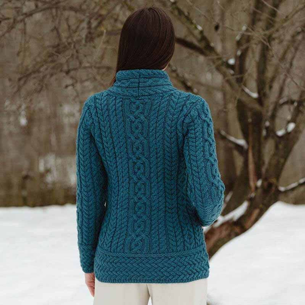 Cable Knit Cardigan With Side Zip - Aran Sweaters Direct