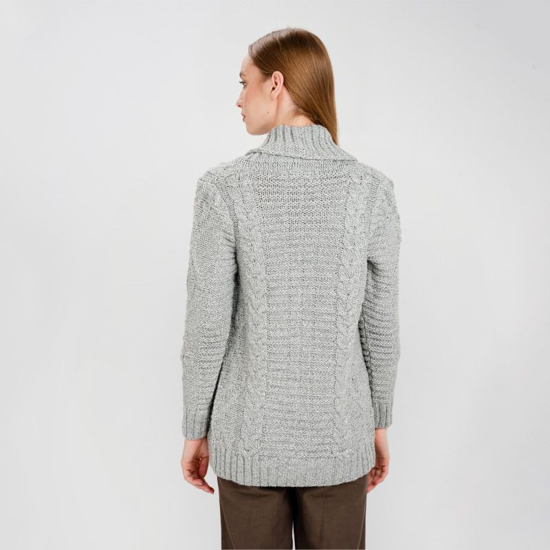 SAOL Women's Wool Open Front Aran Cable Knit Cardigan | ShamrockGift SAOL Women's Wool Open Front Aran Cable Knit Cardigan | ShamrockGift