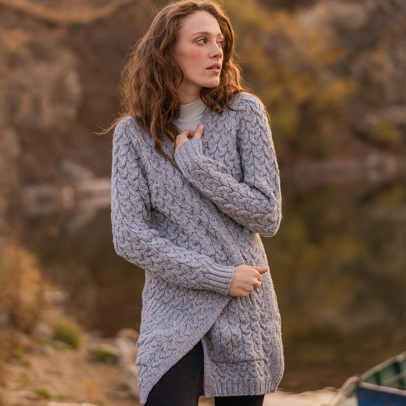 Ladies Long Open Front Drape Cardigan | ShamrockGift.com
