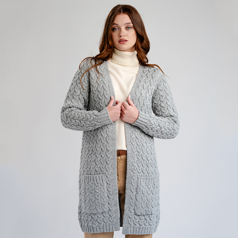 Ladies Long Open Front Drape Cardigan | ShamrockGift.com