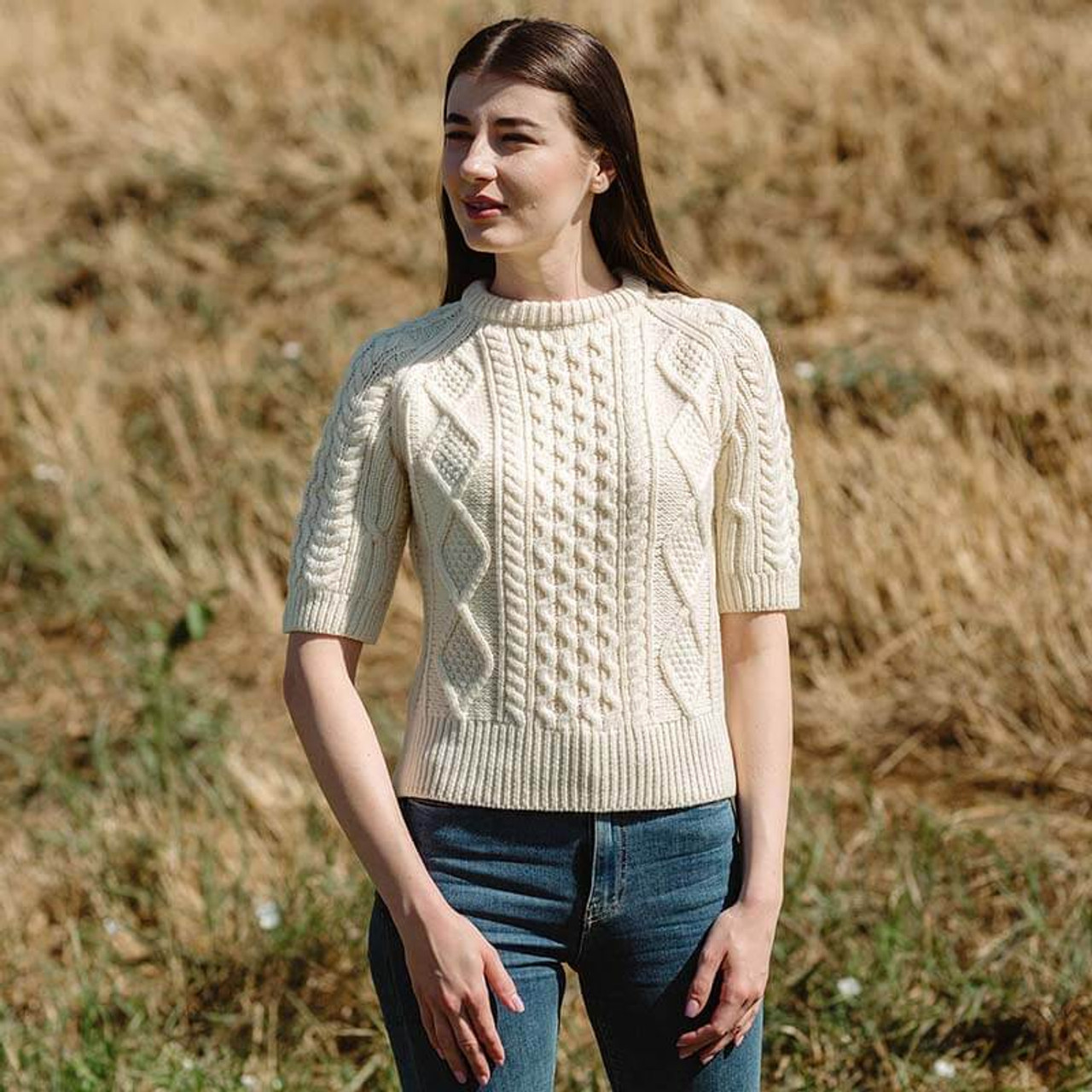 Ladies Ribbed Cable Knit Sweater