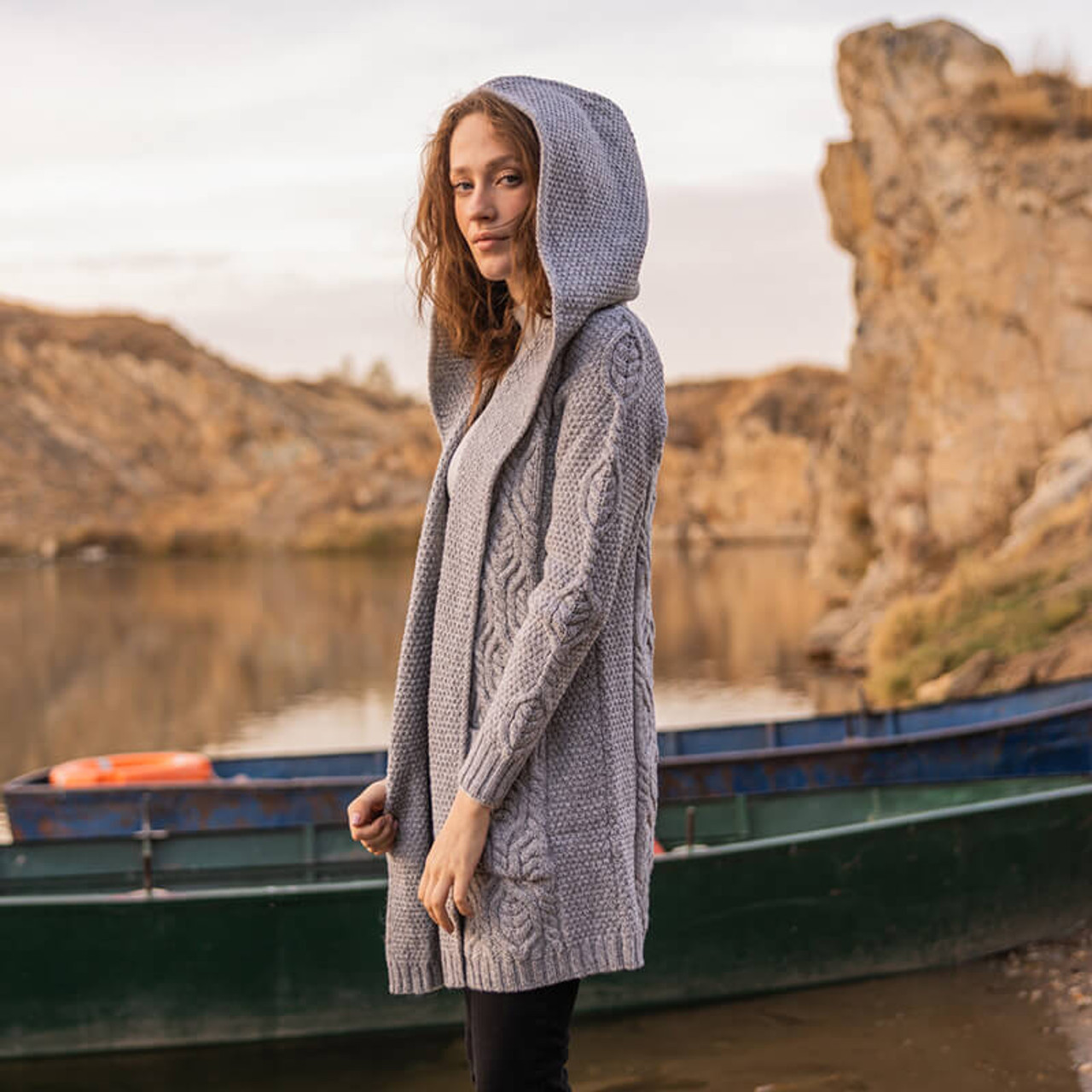 Long hooded store cardigan ladies