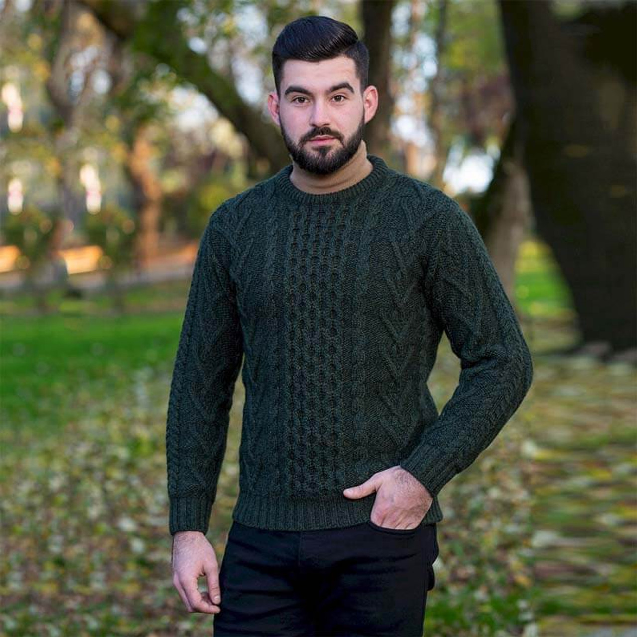 Men's Merino Wool Aran Sweater