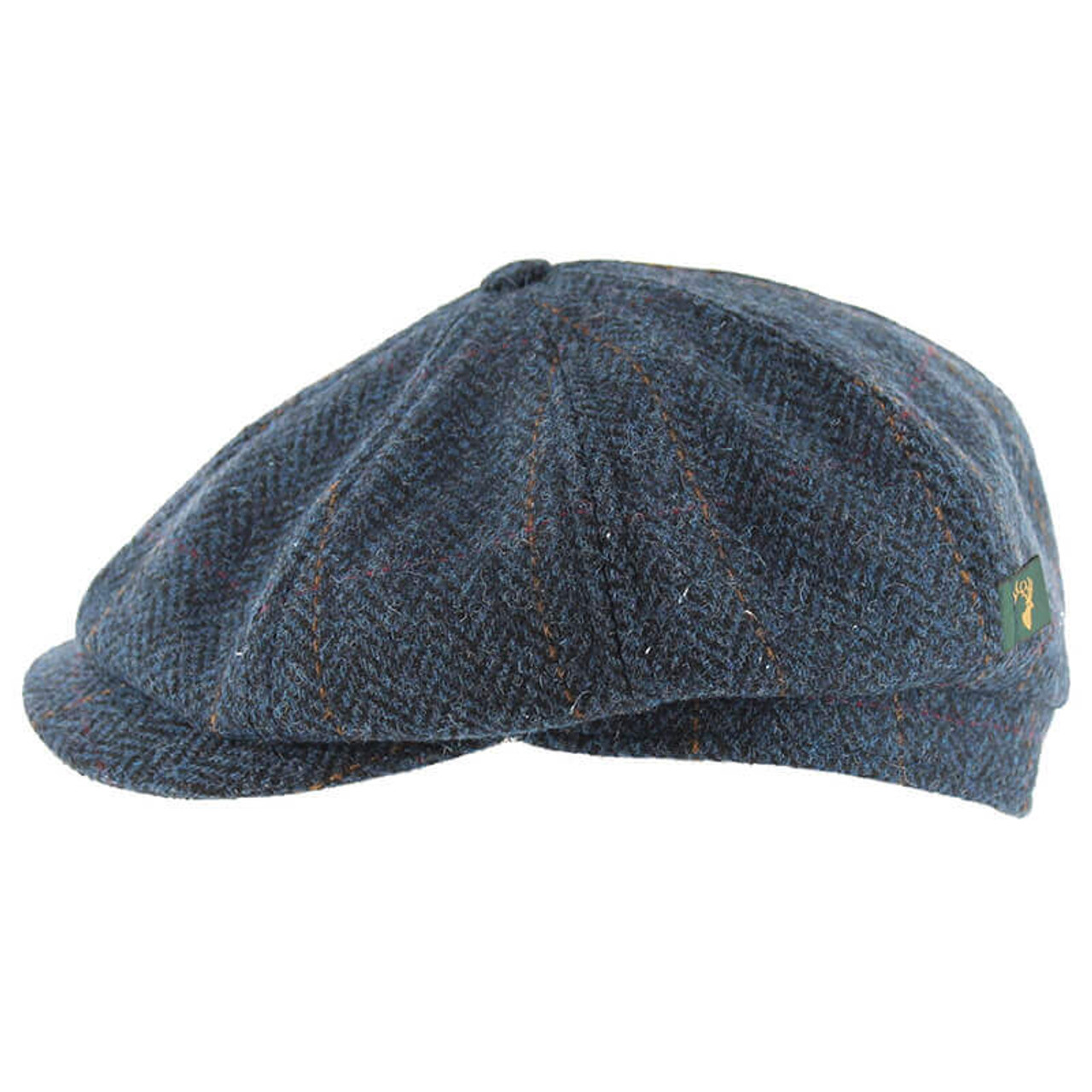Eight Piece Tweed Cap Herringbone Blue | ShamrockGift.com