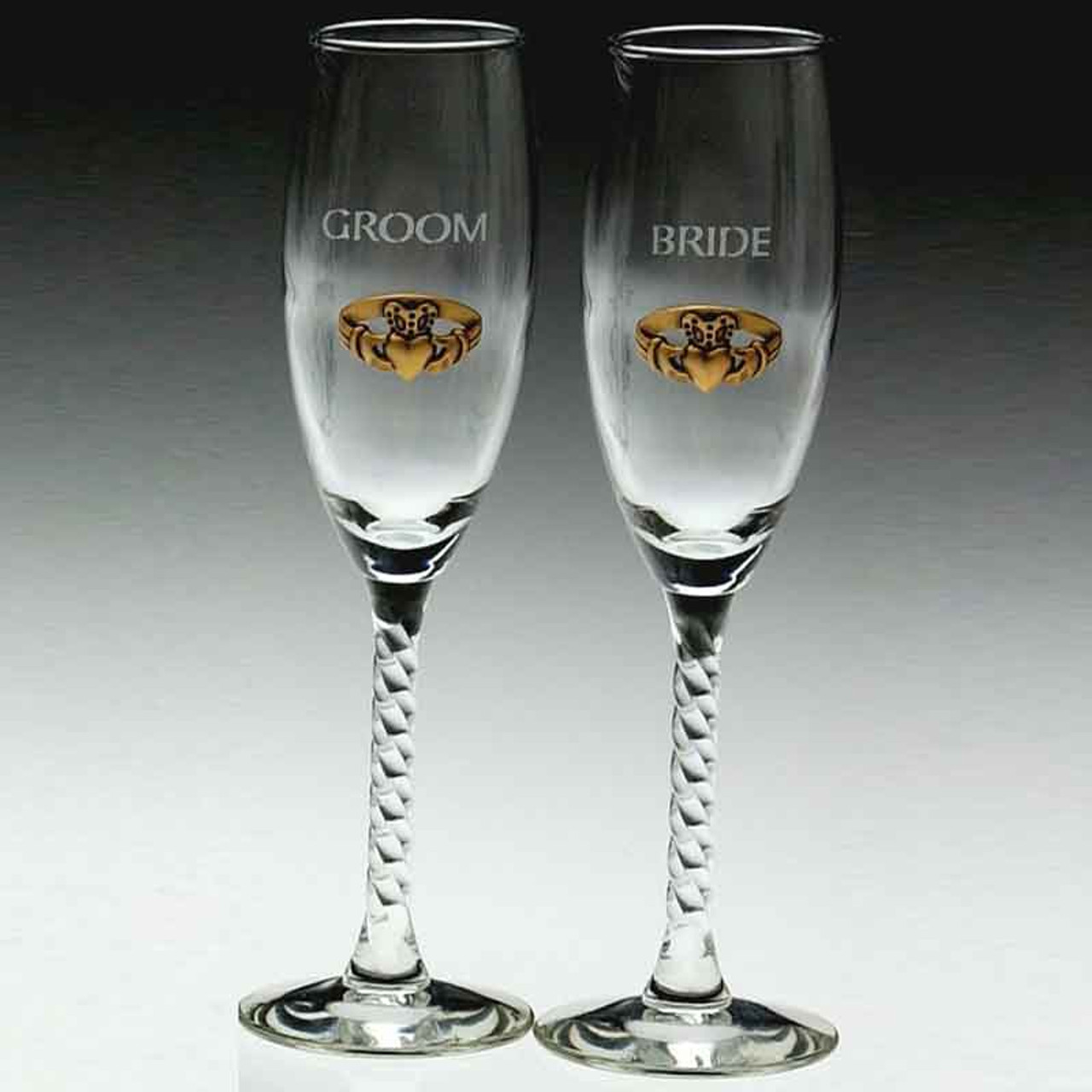 STUNNING VINTAGE CRYSTAL CHAMPAGNE GLASSES - SET OF 5 ETCHED CROWN MARK