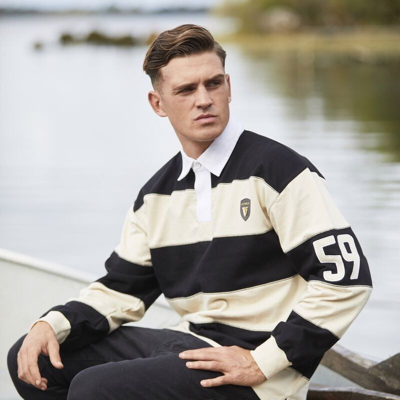 Guinness Long Sleeve Shirt Top with Black and Cream Horizontal