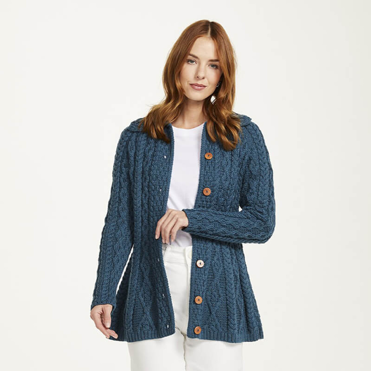 Flare Cardigan with Diamond Pattern | Aran Woollen Mills