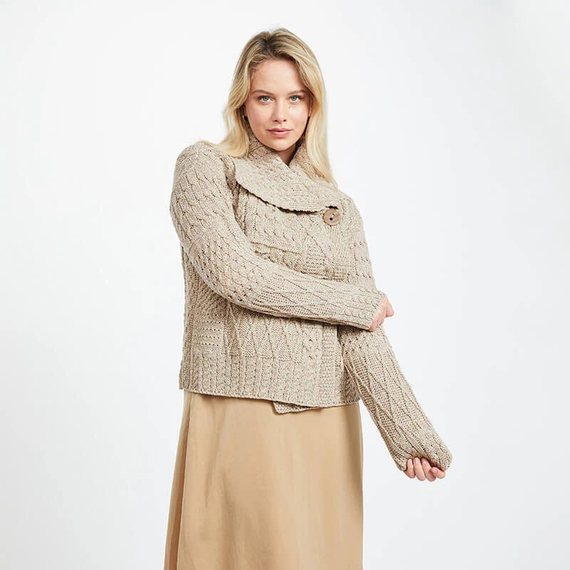 Carraig Donn Irish Cardigan | 100% Merino Wool | Aran Woolen  display picture 1
