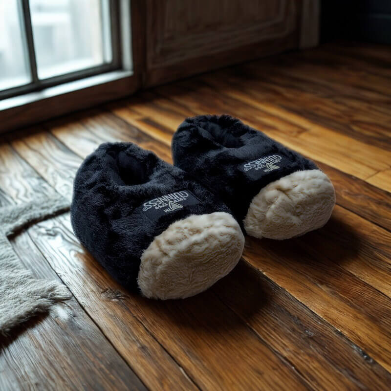 Official Guinness Pint Slippers One Size Black and Cream Guinness