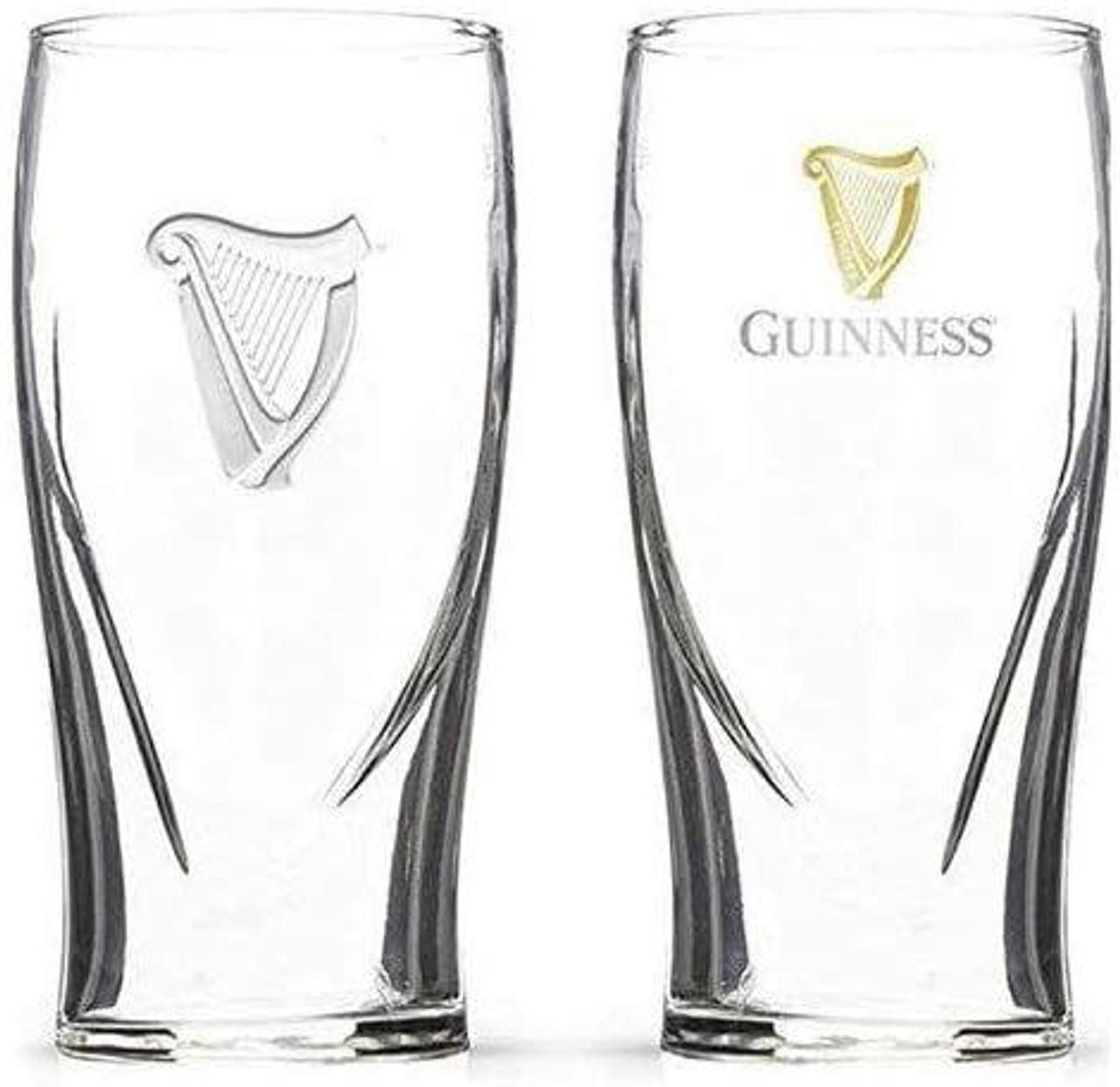 Guinness Embossed Gravity Pint Glasses 2 Pack Glass Set with Guinness Harp  Design, Free US Shipping