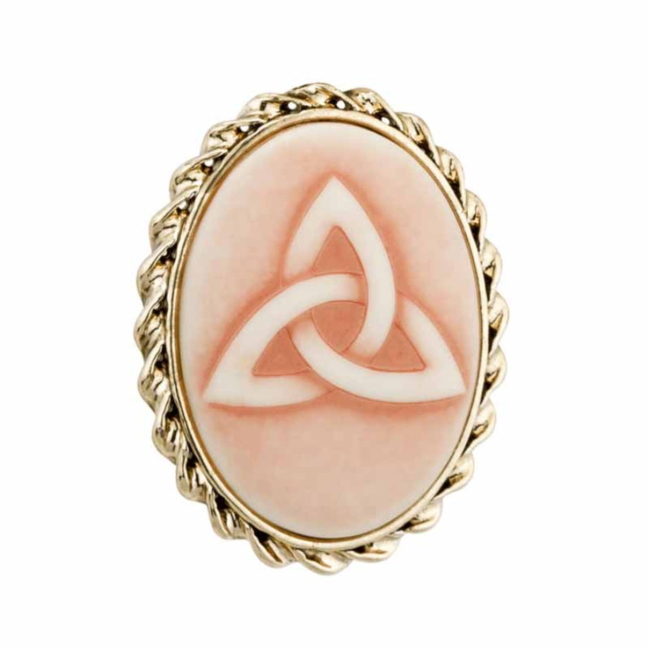 Gold Plated Trinity Knot Cameo Style Brooch