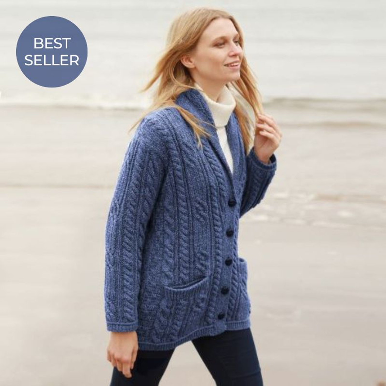 Cable Knit Irish Shawl Cardigan