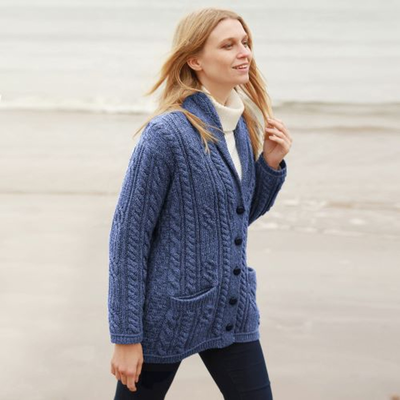 Cable Knit Irish Shawl Cardigan