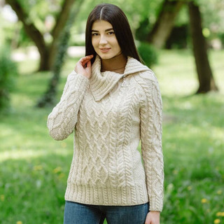 Supersoft Ladies Knit Funnel Neck Wool Sweater | ShamrockGift.com