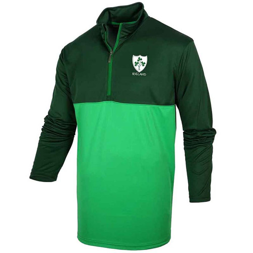 Malham USA Men's Rugby Shamrock 1/4 Zip Mock Neck MRSMN-GR/KE Side View ShamrockGift.com