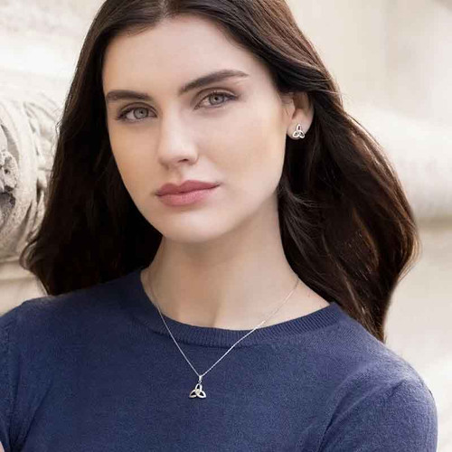 Solvar Silver & 10K Gold Diamond Trinity Knot Pendant S45347 Shamrockgift.com