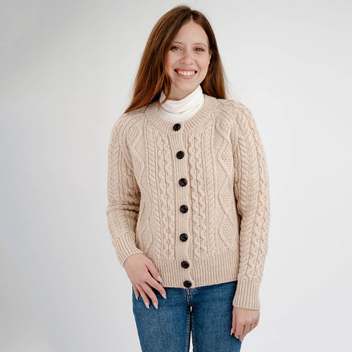 ML152-109 Ladies Button Knitted Short Cardigan Front ShamrockGift.com