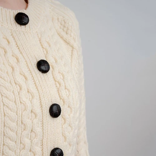ML152 100 NATURAL WHITE Colour Short Knit Aran Lumber CardigAan ShamrockGift.com