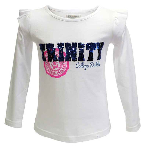 Trad Craft White Trinity Sequin Kids Long Sleeve Top TRIN7000 ShamrockGift.com