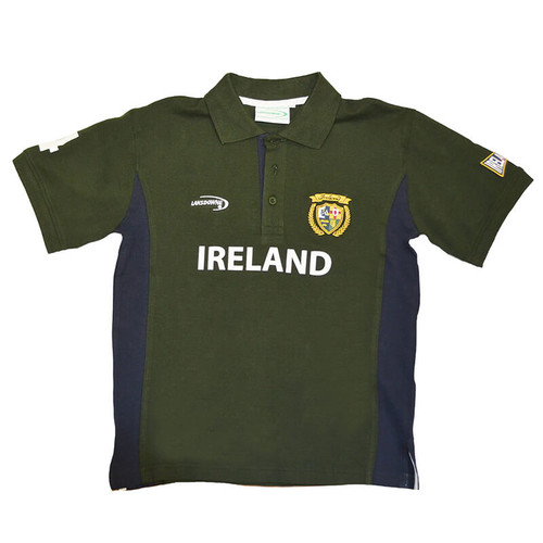 R7179 Ireland Kids Green/Navy Polo Shirt ShamrockGift.com