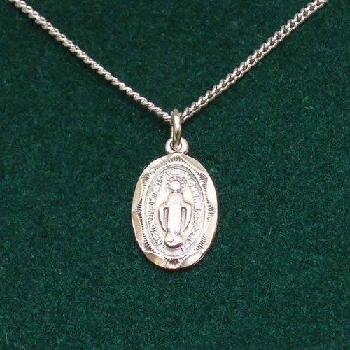 Robert Emmet Company Small Miraculous Medal Sterling Silver 18" Chain RE4421 Shamrockgift.com