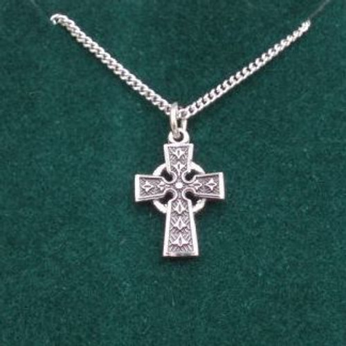 Robert Emmet Company Small Celtic Cross Medal Sterling Silver 18" Chain 3/4" RE4419 Shamrockgift.com