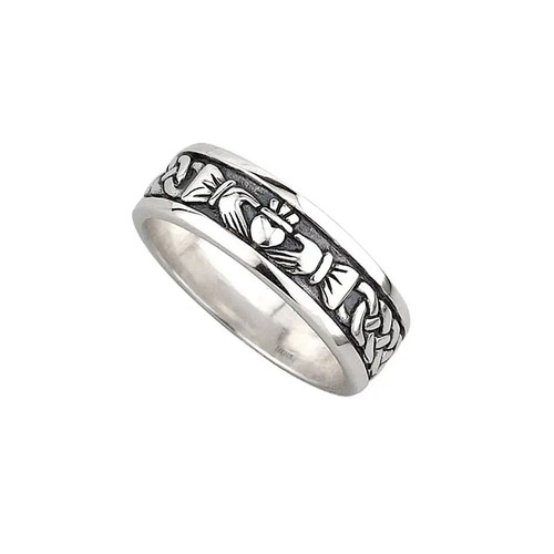 Sterling Silver Gents Oxidised Claddagh Band Sterling Silver Gents Oxidised Claddagh Band