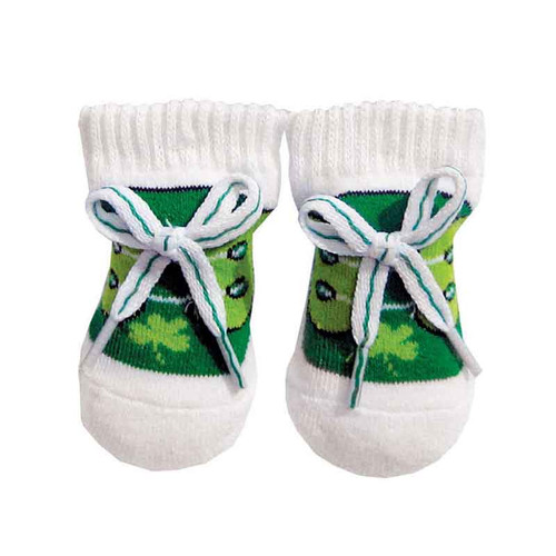 Traditional Craft Limited Baby Green White Newborn Shamrock Booties T7237-OS ShamrockGift.com