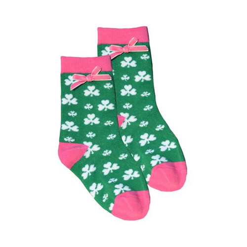 Traditional Craft Limited Green/Pink Girls Shamrock Socks T7445 ShamrockGift.com