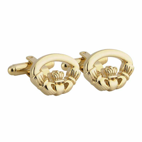 Oval Gold Plated Cufflinks with Claddagh Shape Design ShamrockGift.com
