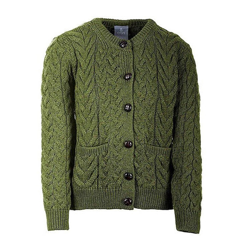 Aran Woollen Mills Supersoft Aran Wool Lumber Jacket Cardigan Sweater B685403 Back View ShamrockGift.com