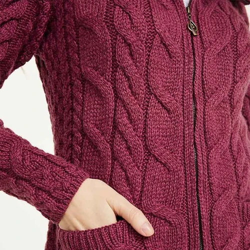 B841 Ladies Wool Cardigan with Mock Turtleneck and Zipper Jam Zipper ShamrockGift.com