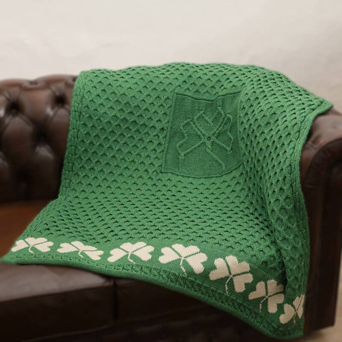 Green Irish Honeycomb Shamrock Blanket by Carraig Donn A962 ShamrockGift.com