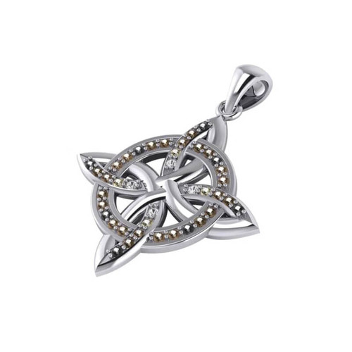 GS-TPGD018086-BCWHRC-set Sterling Silver 4 Knots Zirconia Pendant with Chain ShamrockGift.com