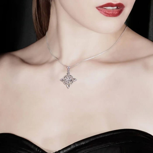 GS-TPGD018086-BCWHRC-set Sterling Silver 4 Knots Zirconia Pendant with Chain ShamrockGift.com