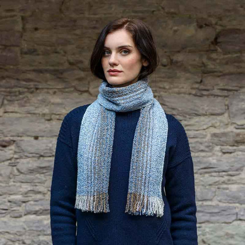 Mucros-Weavers-Navy-Cashmere-Merino-Wool-Scarf-ShamrockGift.com