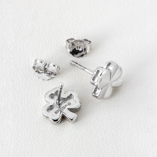 Sterling Silver Shiney Shamrock Stud Earrings
