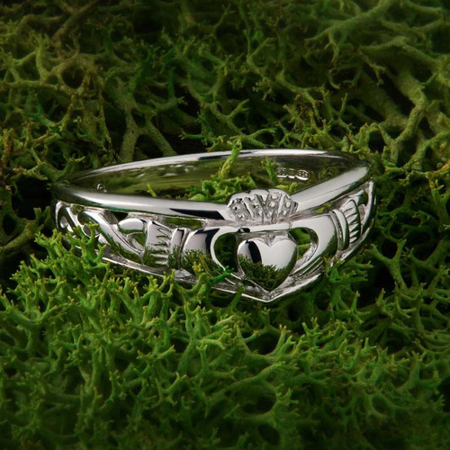 Solvar Sterling Silver Claddagh Shaped Wishbone Ring S2595 ShamrockGift.com