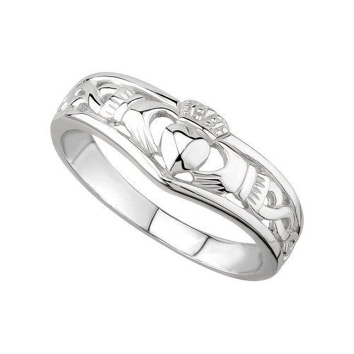 Solvar Sterling Silver Claddagh Shaped Wishbone Ring S2595 Studio ShamrockGift.com