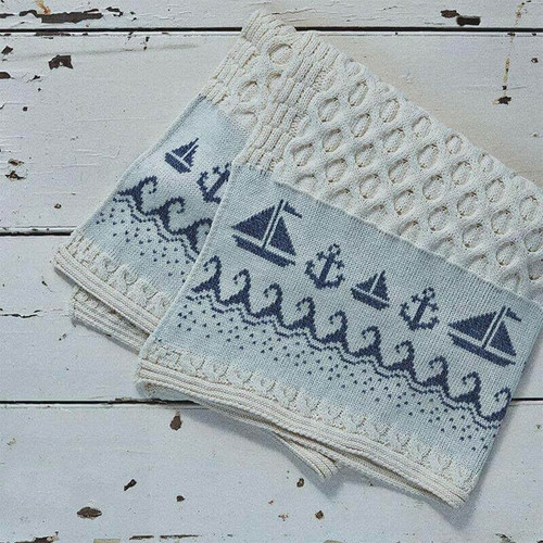 Aran Woollen Mills Sailing Boat Knit Throw Natural White B660 ShamrockGift.com