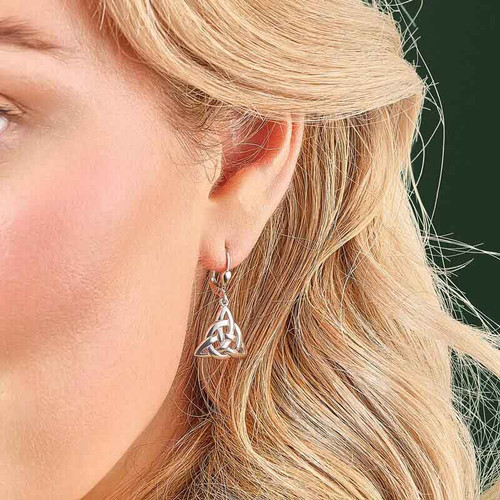 Solvar Sterling Silver Celtic Knot Drop Earrings Failte S3694 ShamrockGift.com