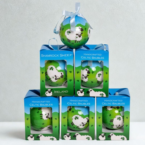 G081G-1(Setof6)-Shamrock Sheep Bauble in Gift Box ShamrockGift.com