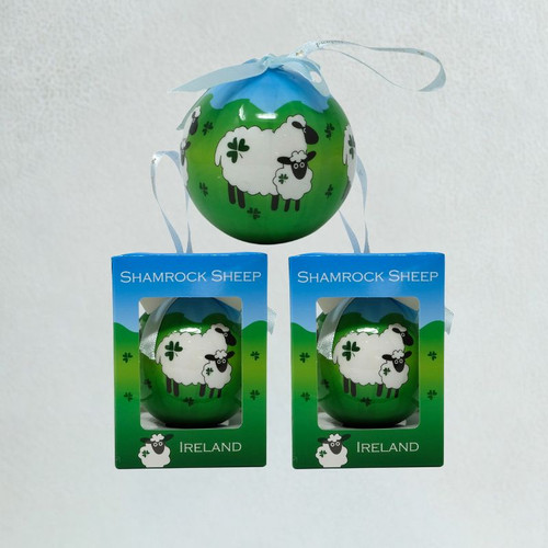 G081G-1-Shamrock Sheep Bauble in Gift  set of 3 ShamrockGift.com