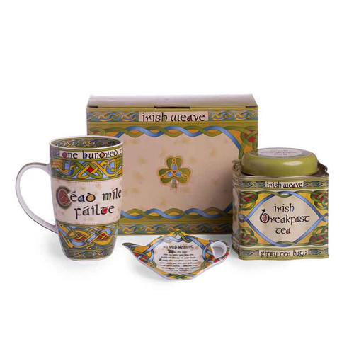 Royal Tara Cead Mile Failte Irish Tea Set with Irish Tea Bags CL-TeaSet6 ShamrockGift.com