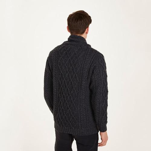 Aran-Woollen-Mills-Men's-Sweater-with-Drawcords-Derby-B558-Back-ShamrockGift.com