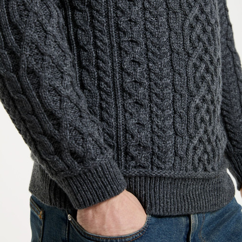 B420572 Supersoft Merino Men's Aran Sweater Pocket Shamrockgift.com