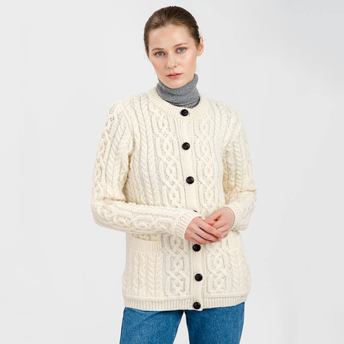 ML115-100 Ladies Traditional Aran Lumber Jacket Shamrockgift.com