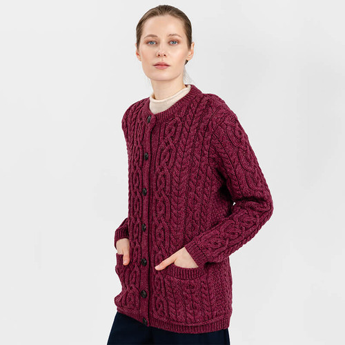 ML115-112 Ladies Traditional Aran Lumber Jacket Side Shamrockgift.com