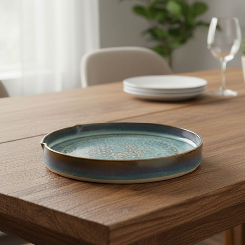 CAP-0010 Handmade Irish Pottery Serving Plate Lifestyle ShamrockGift.com