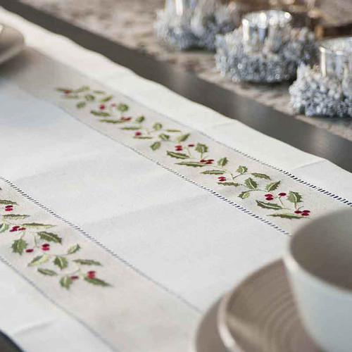 312TR54 Irish Linen Christmas Holy Table Runner ShamrockGift